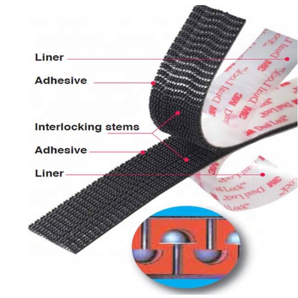 SJ3550 Black Die Cut Waterproof Dual Lock Reclosable Fastener Type 250 for Ceiling & Bag Sealing Attachment