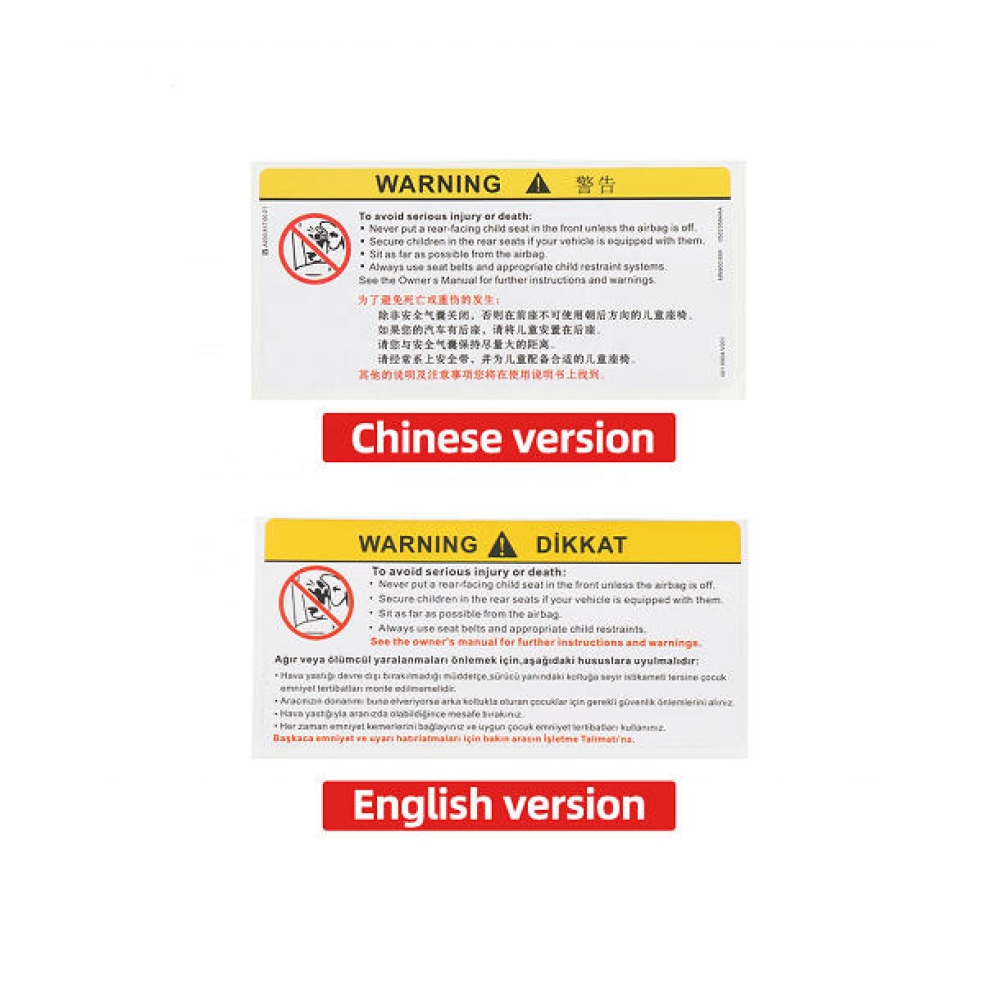 Automotive Interior & Seat Labels Sticker