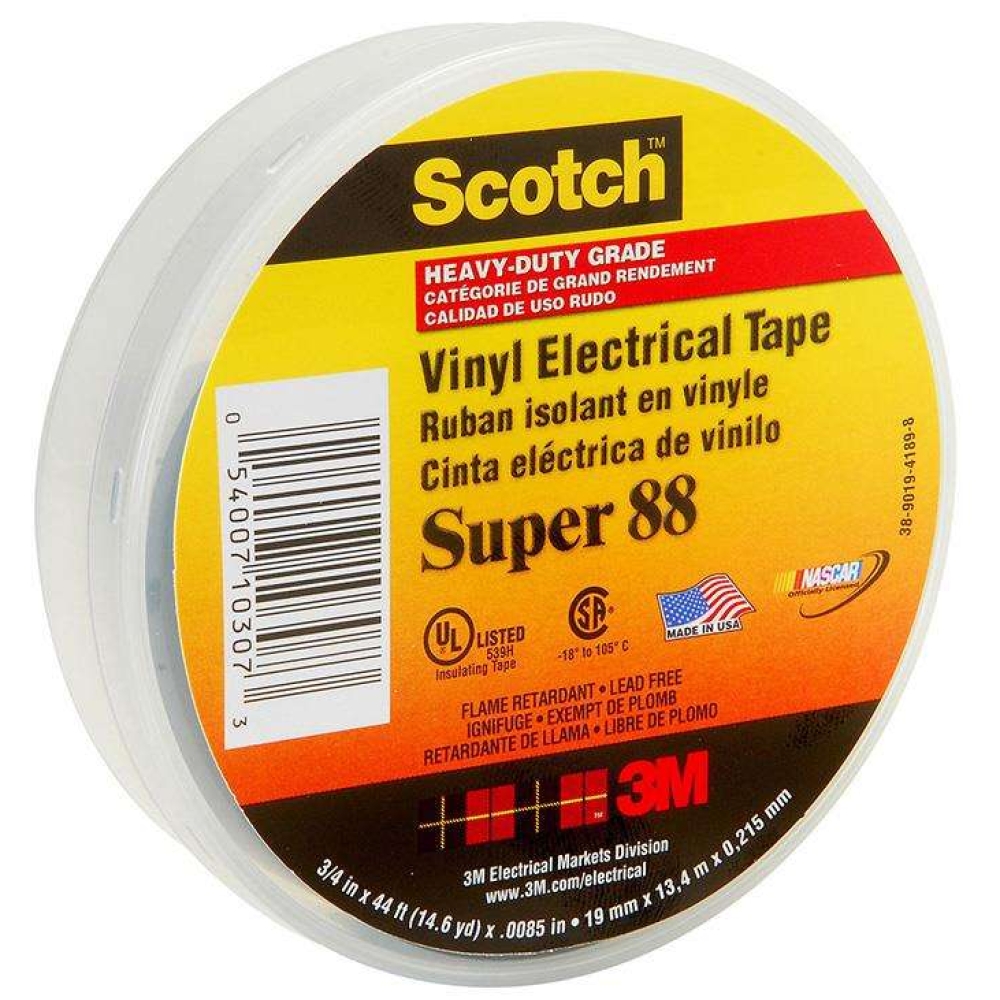 3M Super 88 Black All-Weather Vinyl PVC Electrical Insulation Tape